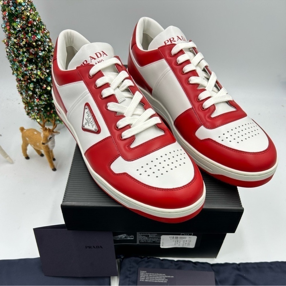 Men’s Prada downtown logo low top sneakers size 12.5 made in Italy - Picture 1 of 12